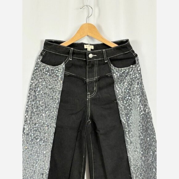 Sequin Wide-Leg Denim Pants – Perfect for any holiday party! - Picture 9 of 12